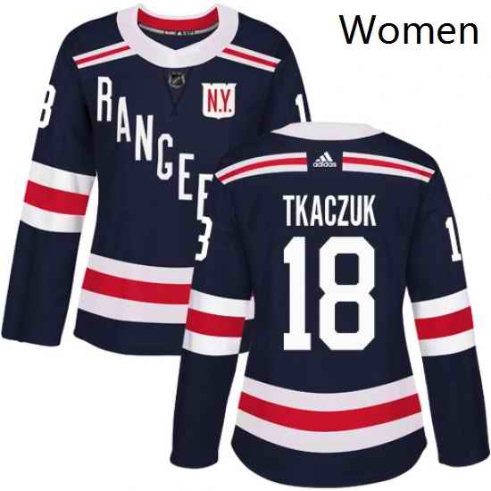 Womens Adidas New York Rangers 18 Walt Tkaczuk Authentic Navy Blue 2018 Winter Classic NHL Jersey